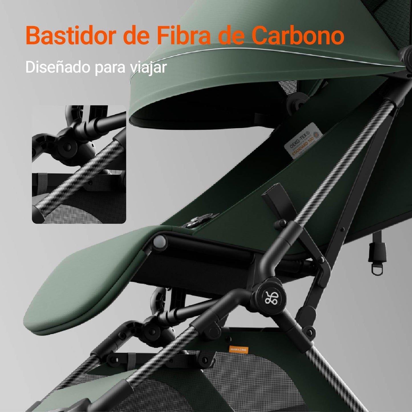 MAMAZING Baby Buggy Grün, kompakter Reisekinderwagen