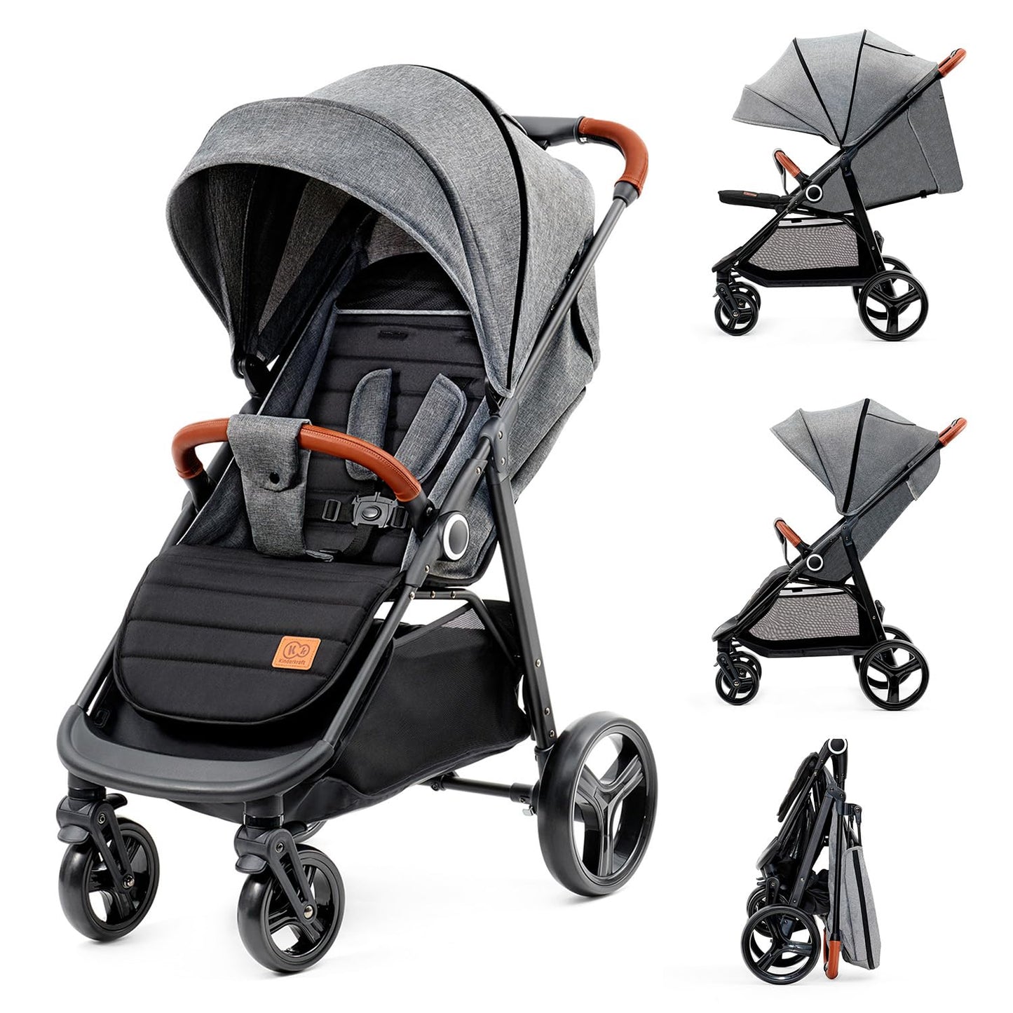 Kinderkraft GRANDE PLUS Reisebuggy Grau, gefederte Räder