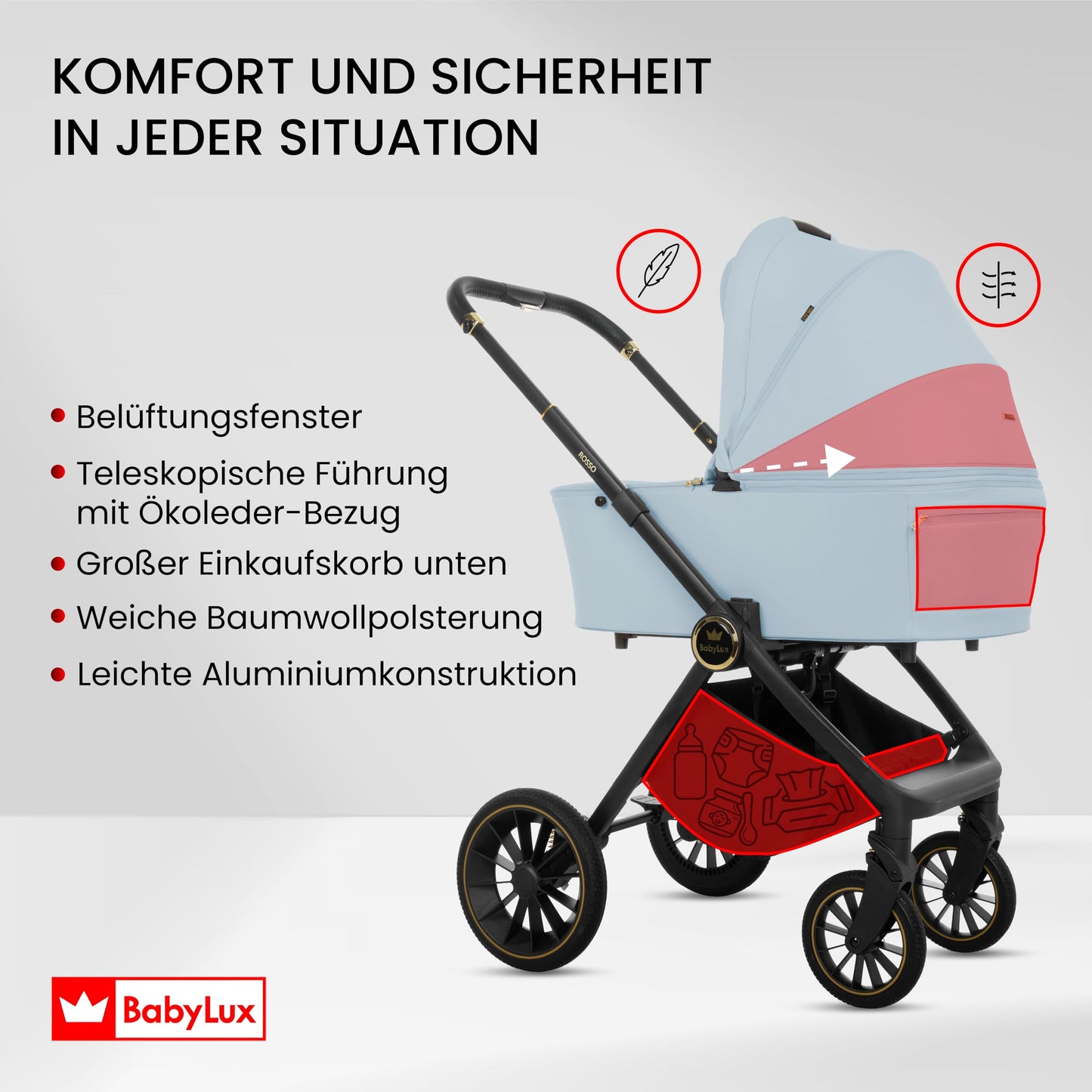 Baby Kinderwagen 3in1, Buggy mit Babyschale