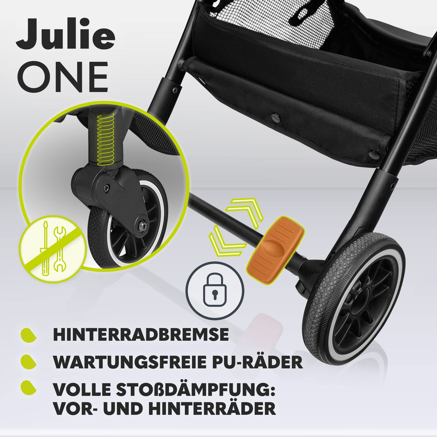 Julie One Baby Buggy, verstellbar mit Transporttasche