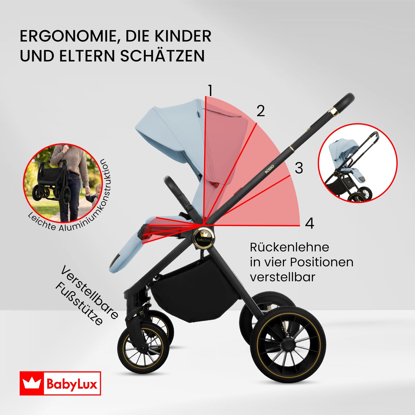 Baby Kinderwagen 3in1, Buggy mit Babyschale