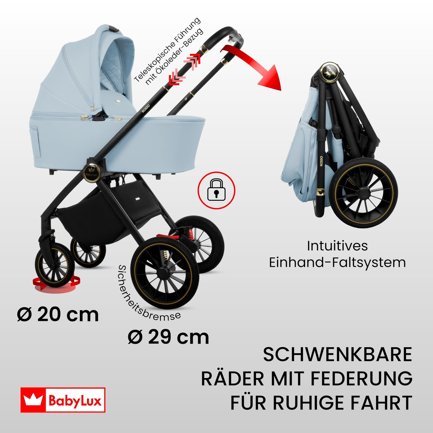 Baby Kinderwagen 3in1, Buggy mit Babyschale