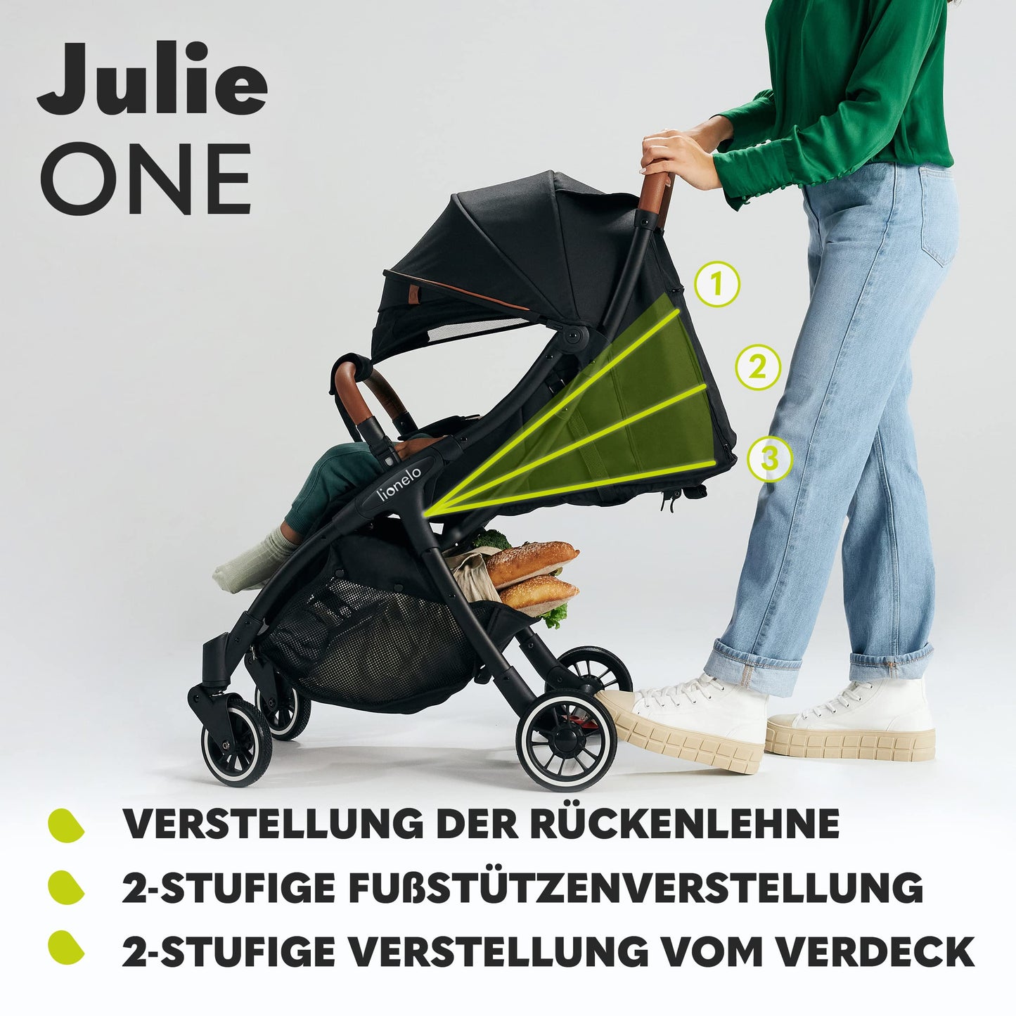Julie One Baby Buggy, verstellbar mit Transporttasche